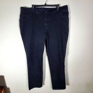 Lee Womens 22W Plus Size Straight Leg Black Relaxed Fit Jeans Instantly Slims